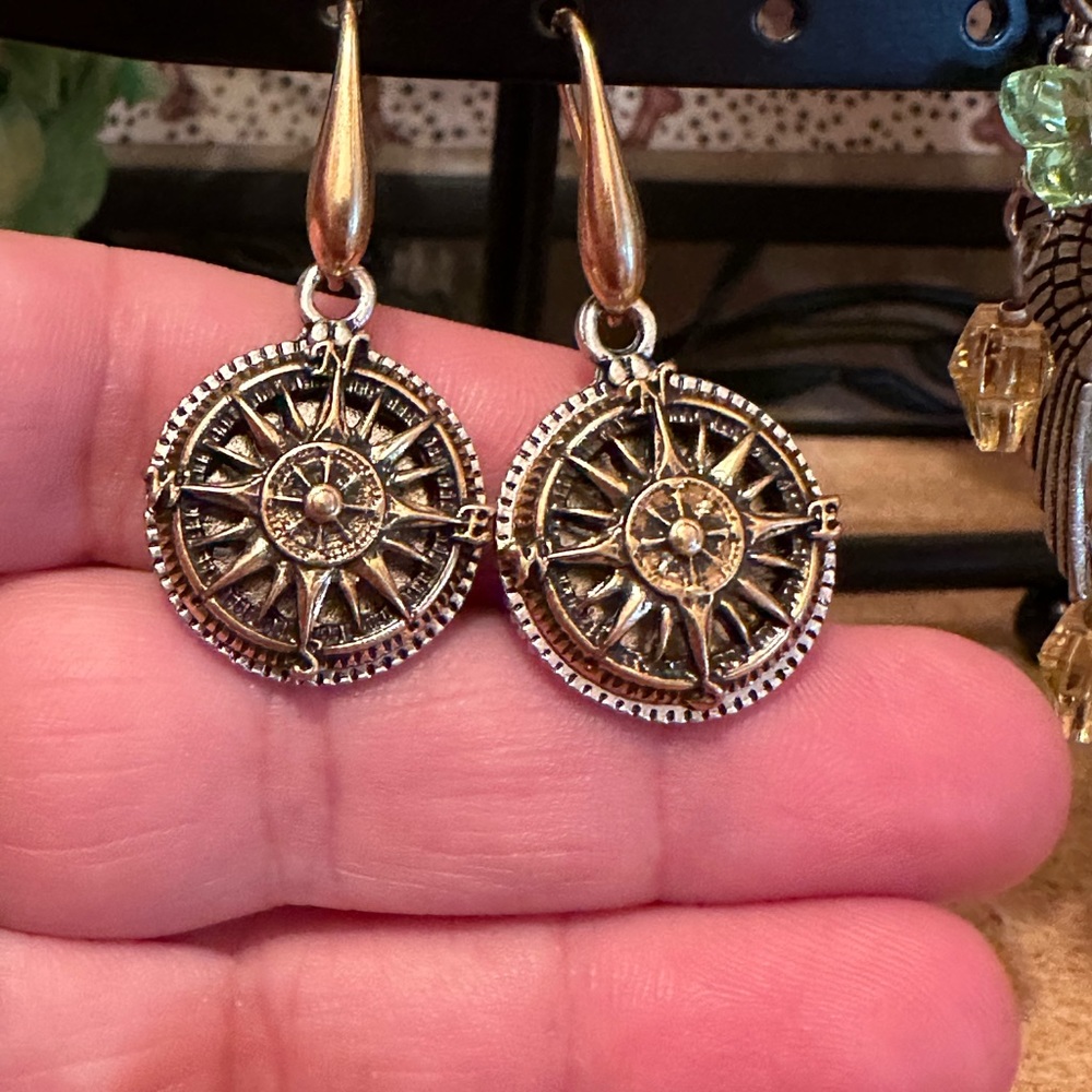 Patricia Nash compass enamel drop earrings